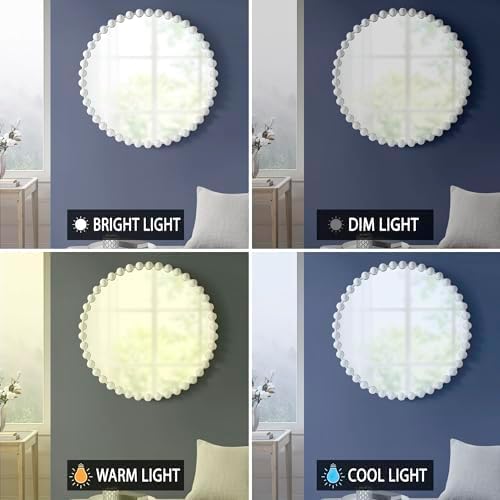 Madison Park Round Mirror, Metal Frame Circle Mirror 36 inch, Wall Art Decor Mounted Hanging for Entryway, Bathroom, Hallway, Living Room, Vanity, Marlowe, White