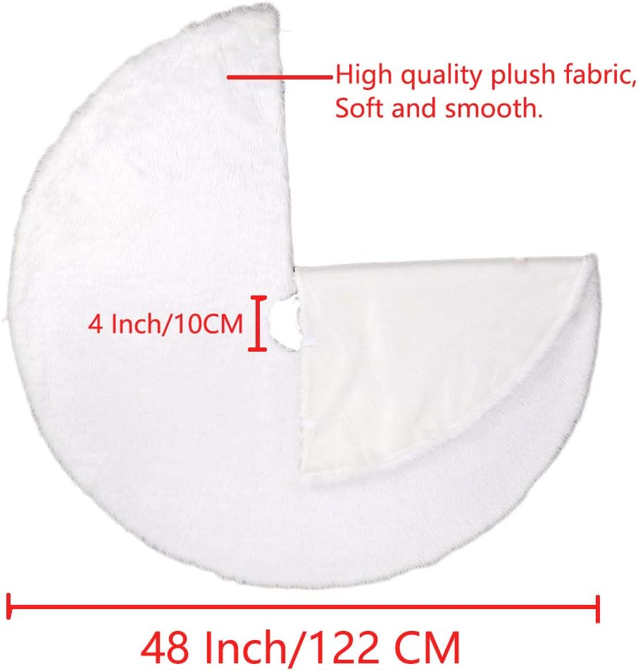 AISENO 48 Inch Christmas Tree Plush Skirt Decoration for Merry Christmas Party Faux Fur Christmas Tree Skirt Decorations