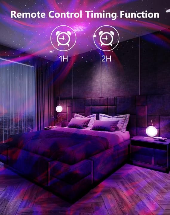 Rossetta Galaxy Projector, 58 Lighting Effects Star Projector Bluetooth Speaker White Noise Night Light, Galaxy Light Projector with Remote Control and Timer for Ceiling, Home Decor, Kids Room, Party
