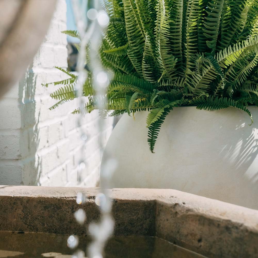 Ash & Ember Onyx 24" D Ceramic Indoor Outdoor Round Sphere Planter, Satin Ivory, Home Décor Evergreen Weather Resistant Modern Planter Pot, Seamless Herb & Seasonal Flower Garden Box