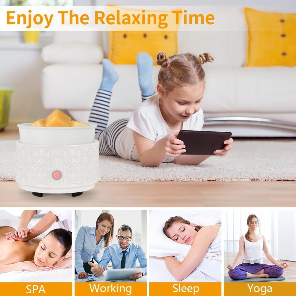 kobodon Ceramic Wax Melt Warmer - 3-in-1Electric Wax Warmer-Fragrance Candle Burner for Scented Wax Tarts and Essential Oils - Wax Melts as Gifts for Moms Grandma Women Girls(White)…