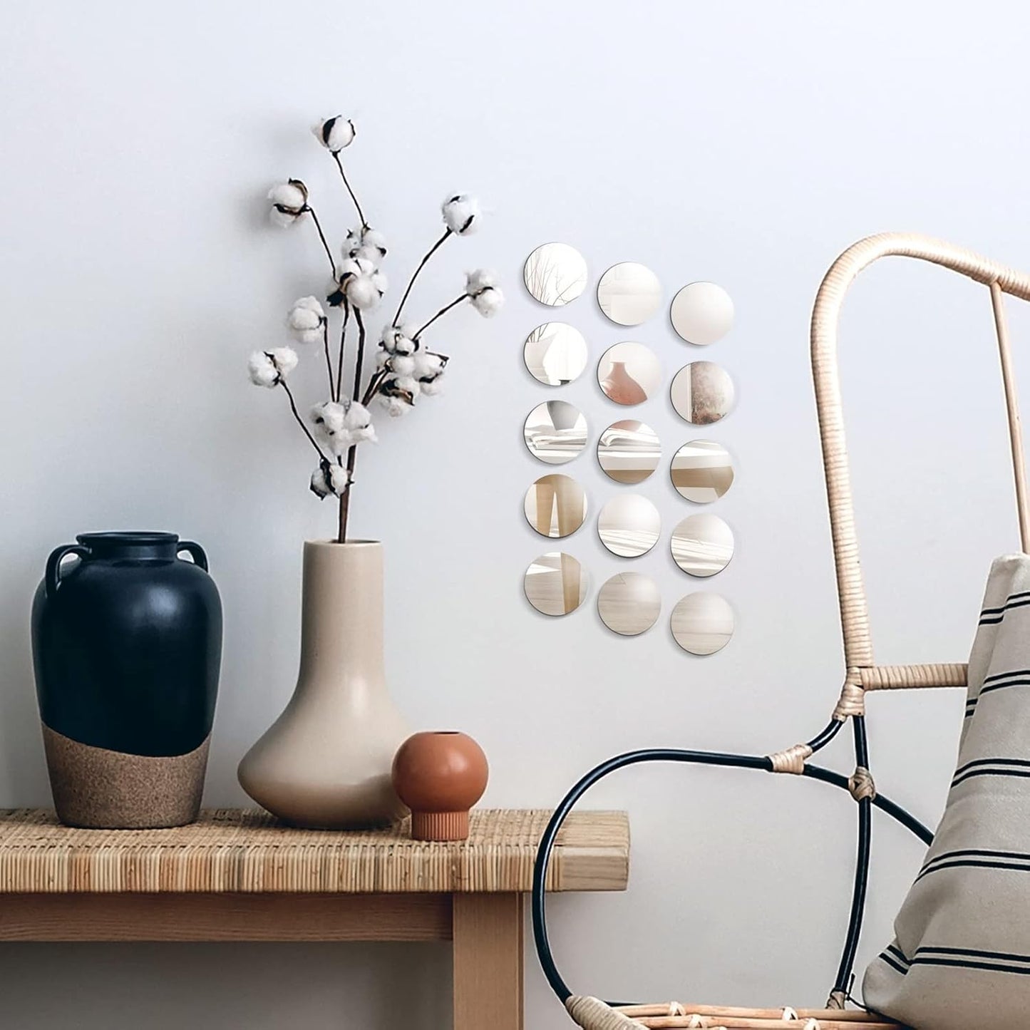 Juvale Craft Mirrors Bulk Mini Glass Tiles - 60-Pack 2-Inch Round Tiles - DIY Mosaic Crafts - Tiny Mirrors for Table Centerpieces & Wall Decor