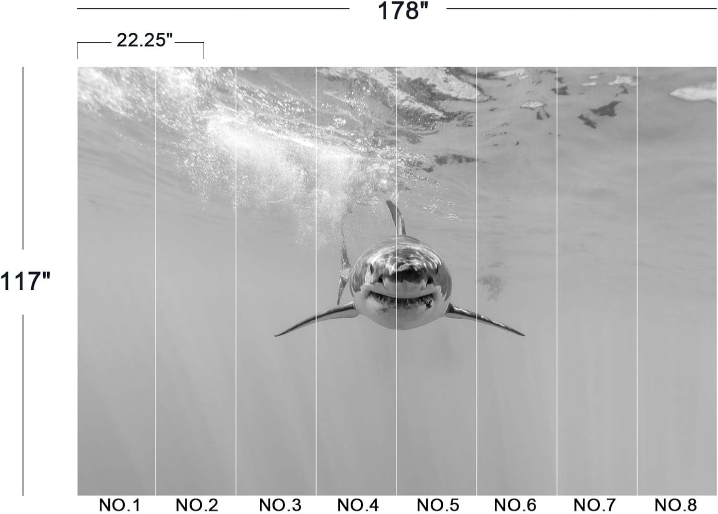 Shark Wall Mural Wallpaper for Bedroom 178" x 117"