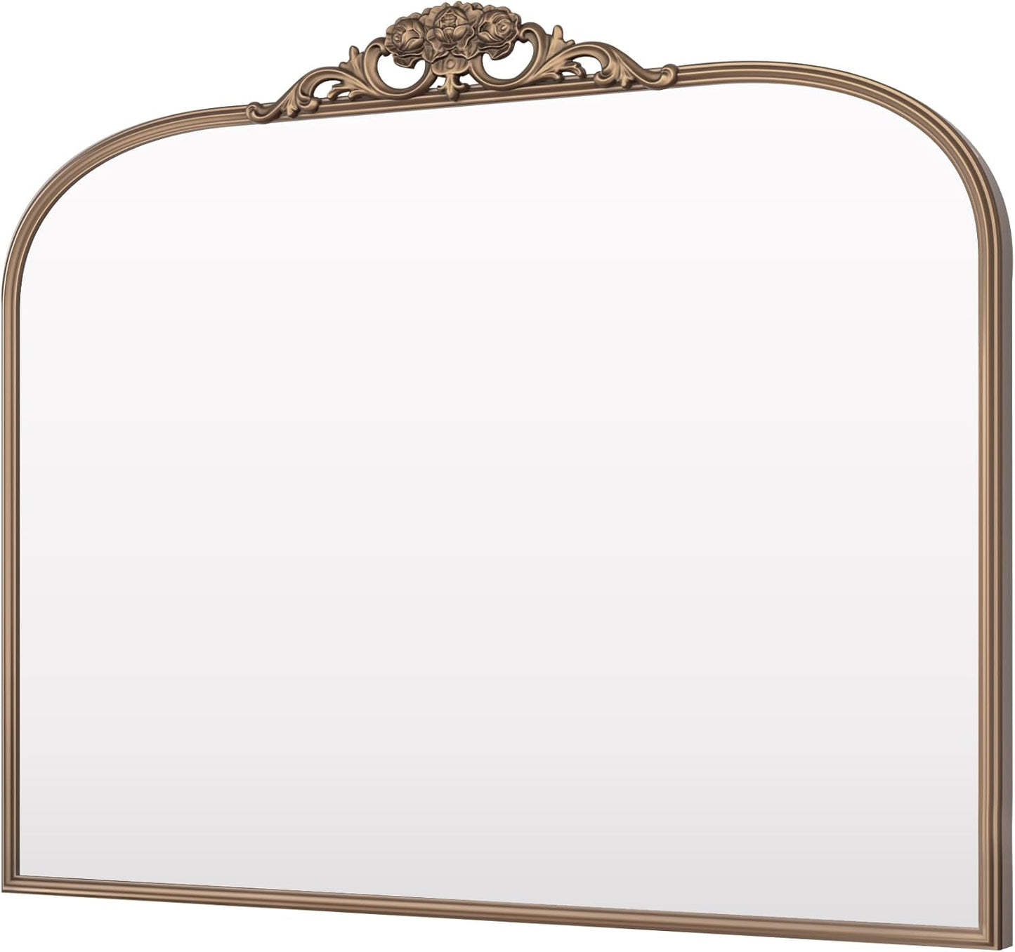 Keonjinn Vintage Gold Mirror, 40" x 30" Large Arched Mirrors with Metal Frame for Wall, Brass Baroque Mirror, Ornate Decorative Mirror for Mantle, Bathroom, French Cleat Mounting