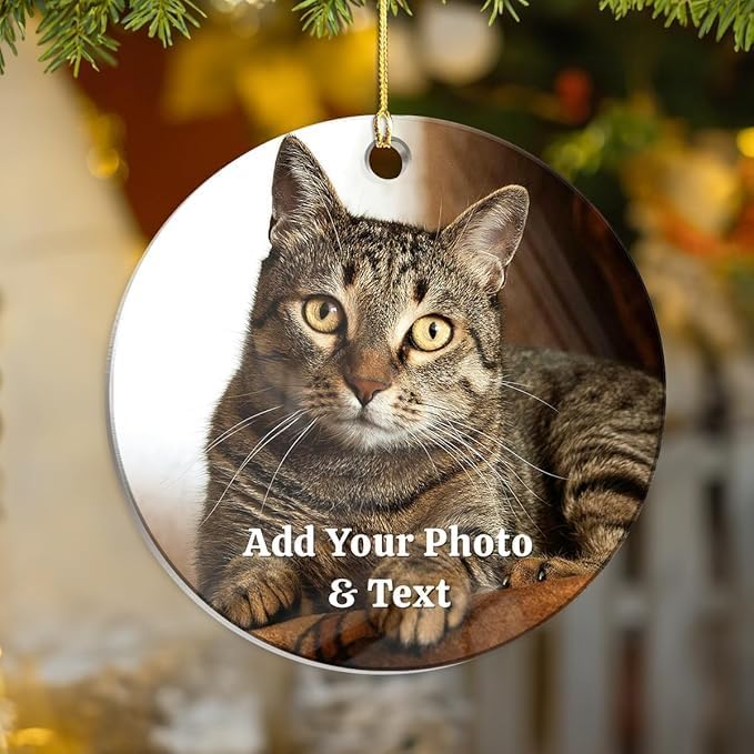 Personalized Cat Ornament, Custom Acrylic Ornaments with Photo - Keepsake Gifts for Christmas, Cat Parents, Kitten Lovers