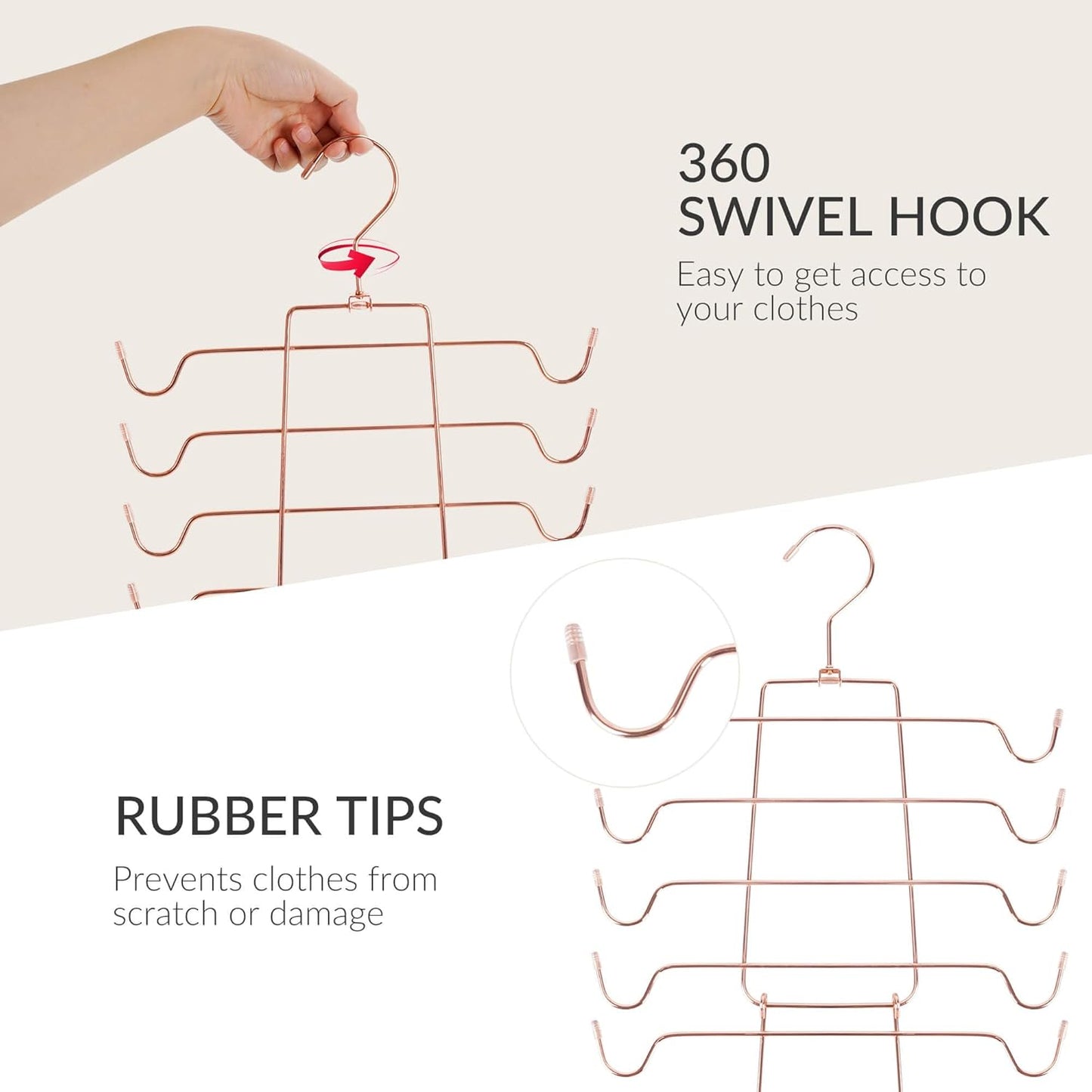 ZEDODIER 3 Pack Tank Top Hanger, Space Saving Bra Hangers, Non-Slip Hanging Sport Bras Holder, Closet Organizers and Storage for Camisoles Tank Tops Bras Ties Swimsuits Strappy Dress, Rose Gold