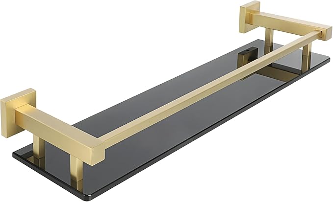 Alise Bathroom Shelves,Gold Glass Shelf for Bathroom, Modern Floating Shelves,20 inch