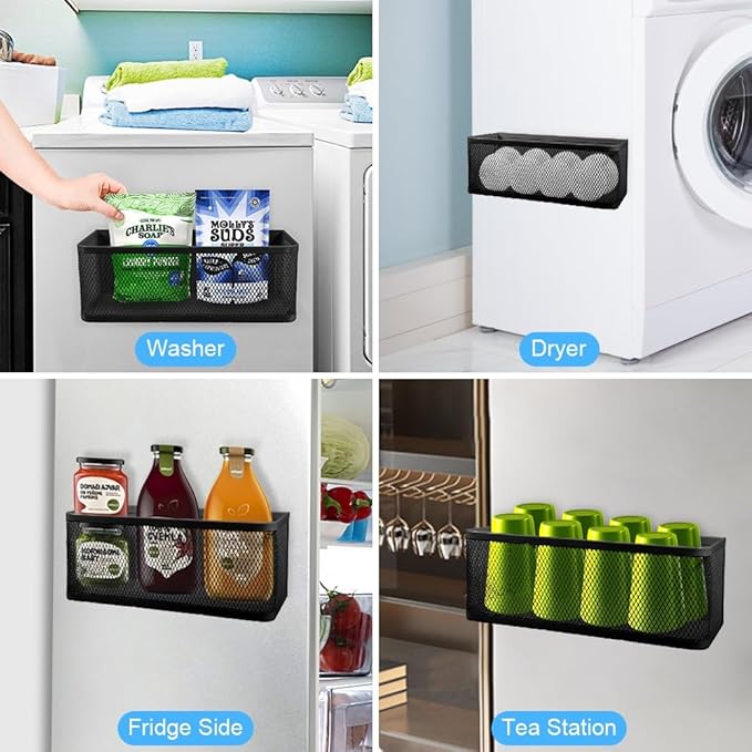 Picowe Magnetic Laundry Organizer, Extra Large Magnet Basket for Laundry Room,16.5lb Capacity Magnetic Shelf for Washer /Dryer, Fridge & Small Spaces (XL, Black)