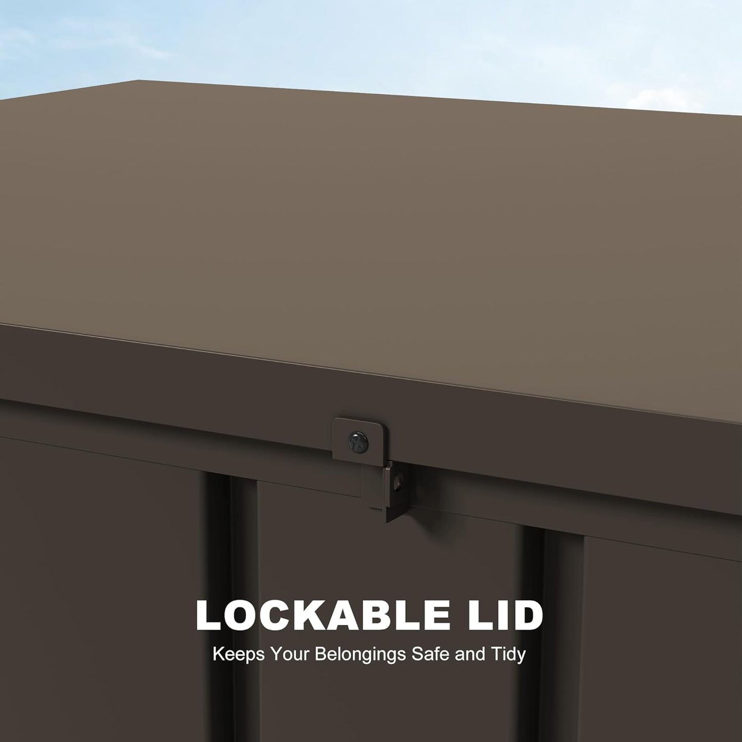 PURPLE LEAF Outdoor Deck Box 150 Gallon Waterproof Lockable Storage Box Container with Lid Deck Organization for Patio Cushions Side Table Pool Accessories Garden Tools, Brown