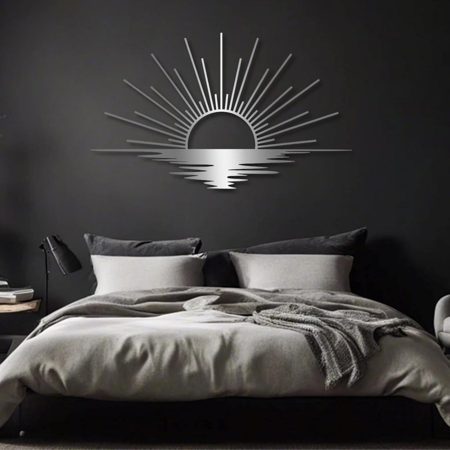 Sunrise Metal Wall Art, Metal Sun Wall Decor, Metal Sun Outdoor Decor, Large Metal Sun Wall Art, Sun Wall Art, Boho Sun Wall Art, Sunshine Metal Sign, Living Room Bedroom Wall Hangings (Black, 39"x 23"| 100x59cm )