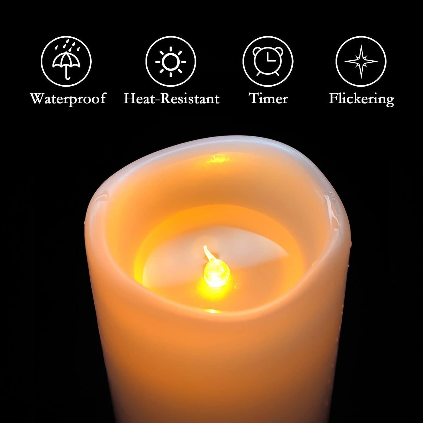 Homemory 8" x 4" Large Waterproof Outdoor Flameless Candles with Remote Control and Timer, Battery Operated Flickering LED Pillar Candles for Indoor Outdoor Lanterns, Porch, Long Lasting, Set of 2
