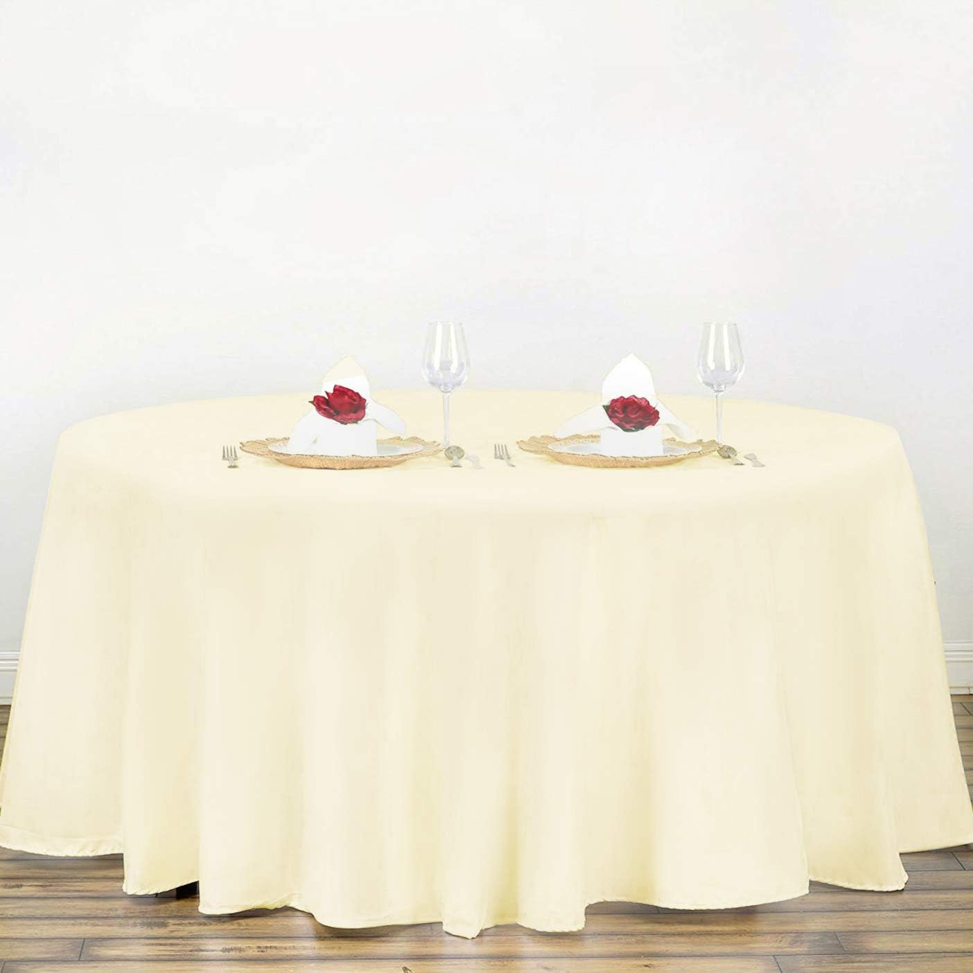 Surmente Ivory Tablecloth for Round Tables, 90-inch Round Table Cloths for Weddings, Banquets, or Restaurants