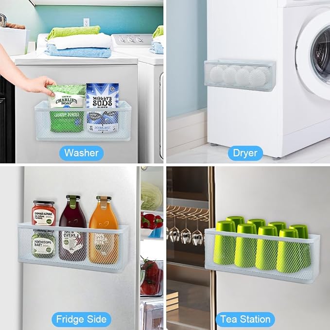 Picowe Magnetic Laundry Organizer, Extra Large Magnet Basket for Laundry Room,16.5lb Capacity Magnetic Shelf for Washer /Dryer, Fridge & Small Spaces (XL, White)