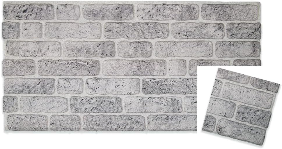IZODEKOR 3D Wall Panels Brick Effect - Cladding, Stone Look, Styrofoam Facing for Living Room, Kitchen, Bathroom, Balcony, Bedroom, Back of Counter and Teras | White Grey (10" x 10" Sample)