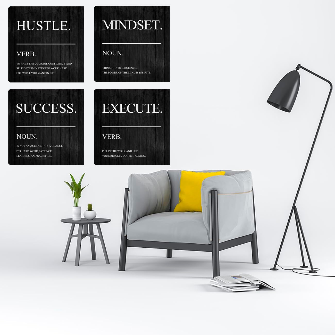 Motivational Success Wall Art Decor Inspirational Canvas Framed Office Wall Art Quotes Wall Decor Artwork,Positive Quote Poster Painting Home Decorations Wall Art for Living Room Bedroom 16”X16”X4