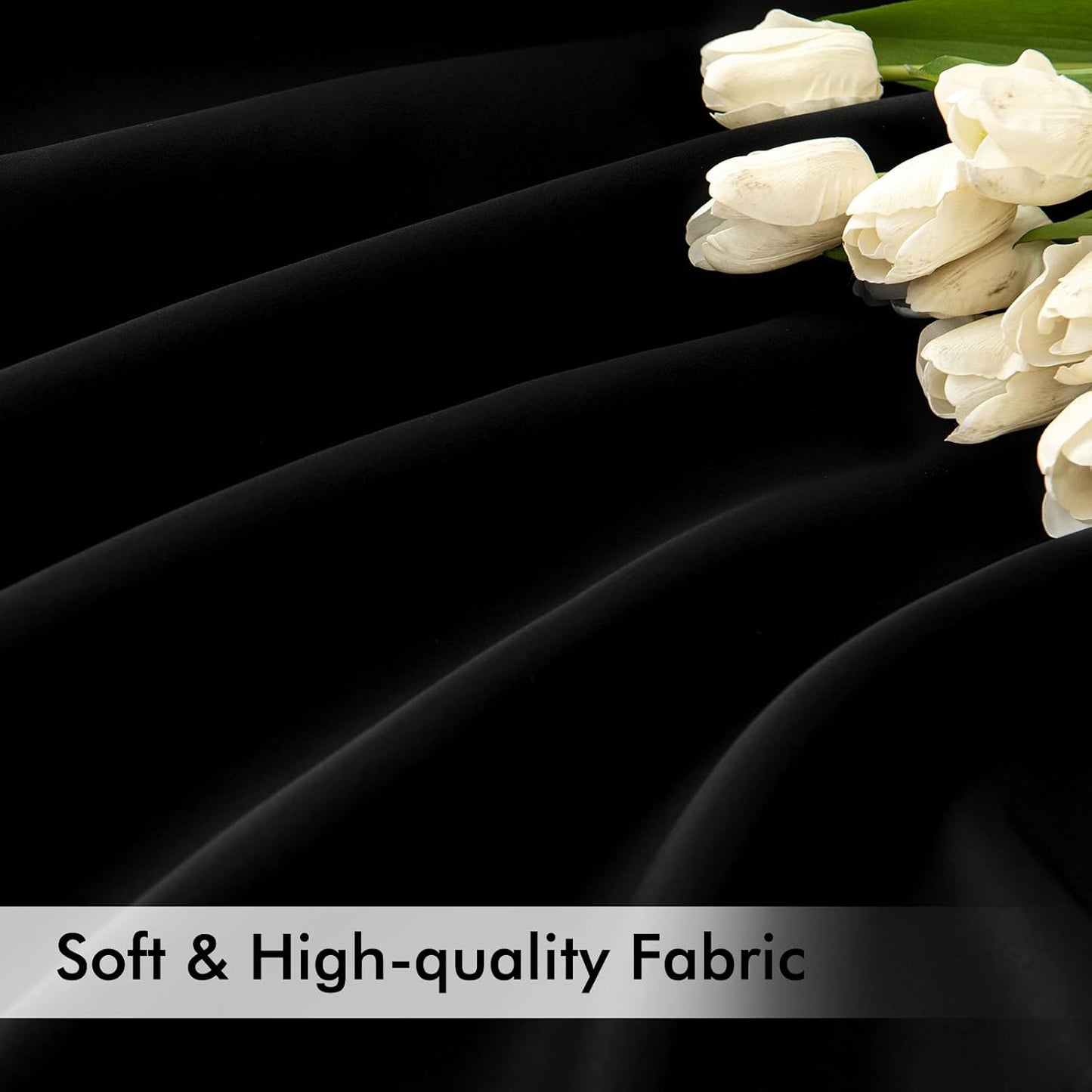 MIULEE Black Back Tab Blackout Curtains 80 Inch Length 2 Panels Set for Living Room Bedroom Privacy, Halloween Rod Pocket/Pinch Pleat Thermal Insulated Room Darkening Pleated Light Blocking Drapes