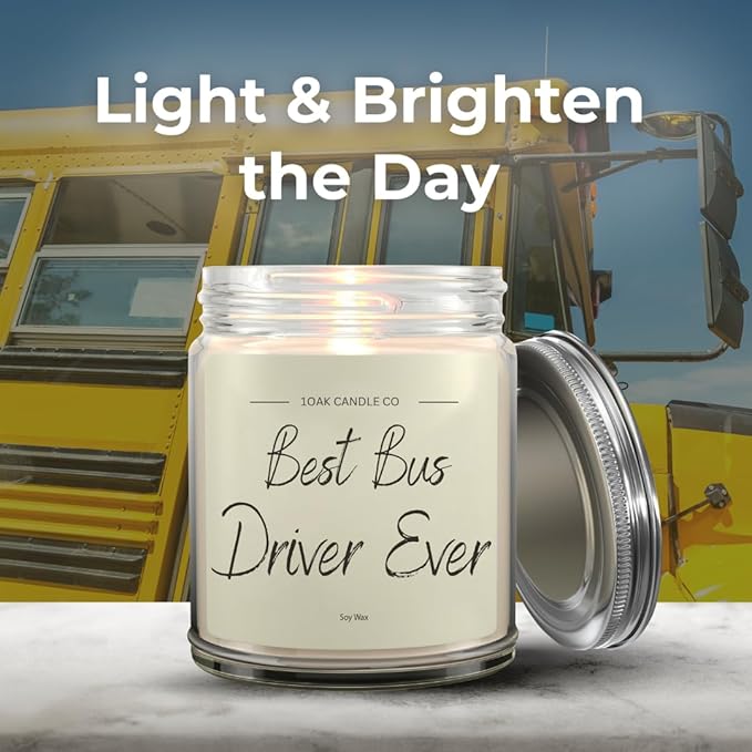1OAK Vanilla Candle - Thank You Bus Driver Gifts for Women, Men - Bus Driver Appreciation & Retirement Gifts