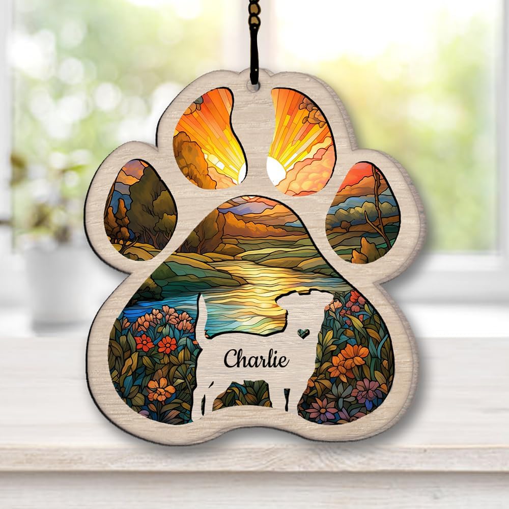 Personalized Poodle Suncatcher Dog Memorial Gifts, Custom Poodle Ornament Christmas Tree, Pet Remembrance Gift, Loss of Dog Sympathy Gift, Pets Memorial Ornament, Pet Loss Suncatcher