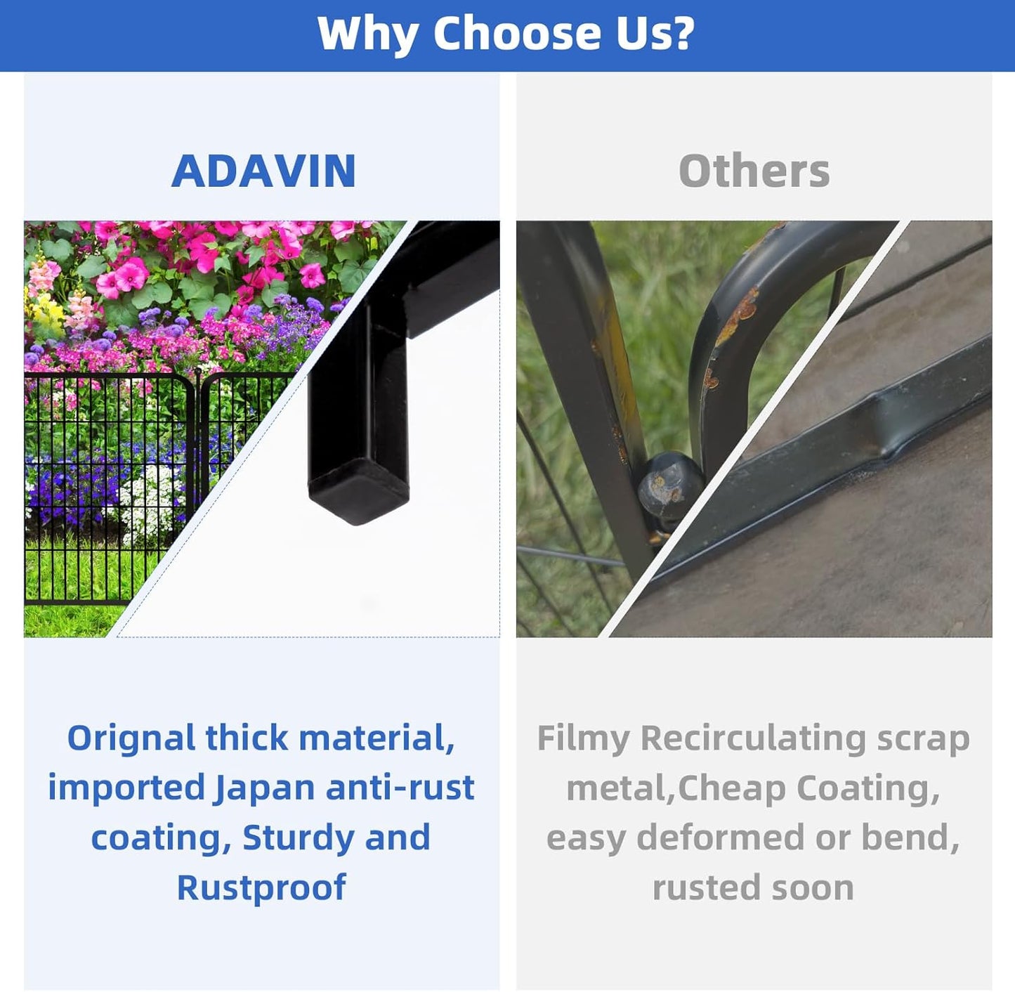 ADAVIN Tall Garden Fence with Gate, 36 in(H) 4 Panels Heavy Duty Iron Metal Animal Barrier Fence, Fence Blocker for Dogs, Portable Temporary Fencing. Total 9 Ft(L). Black