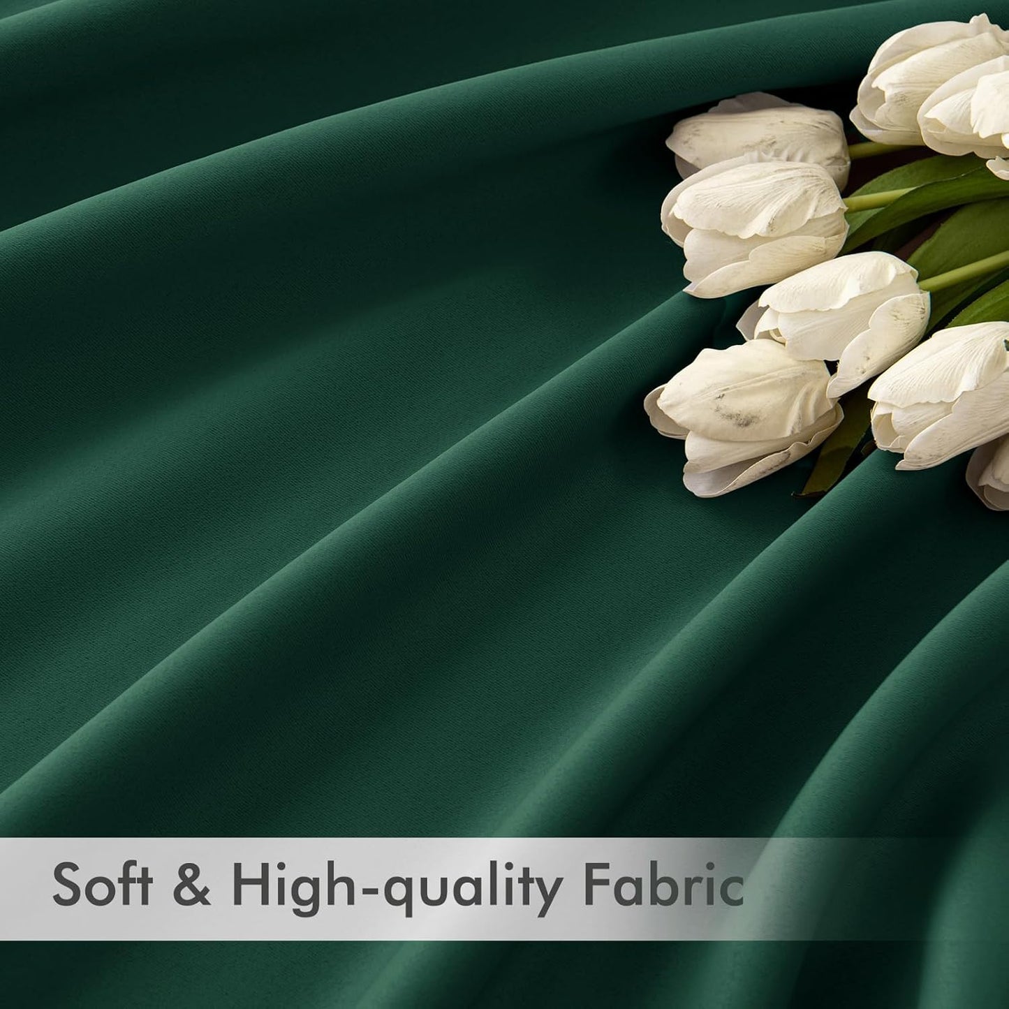 MIULEE Hunter Green Back Tab Blackout Curtain 96 Inch Long 2 Panels Set for Living Room Bedroom, Rod Pocket/Pinch Pleat Thermal Insulated Room Darkening Pleated Floor to Ceiling Drapes