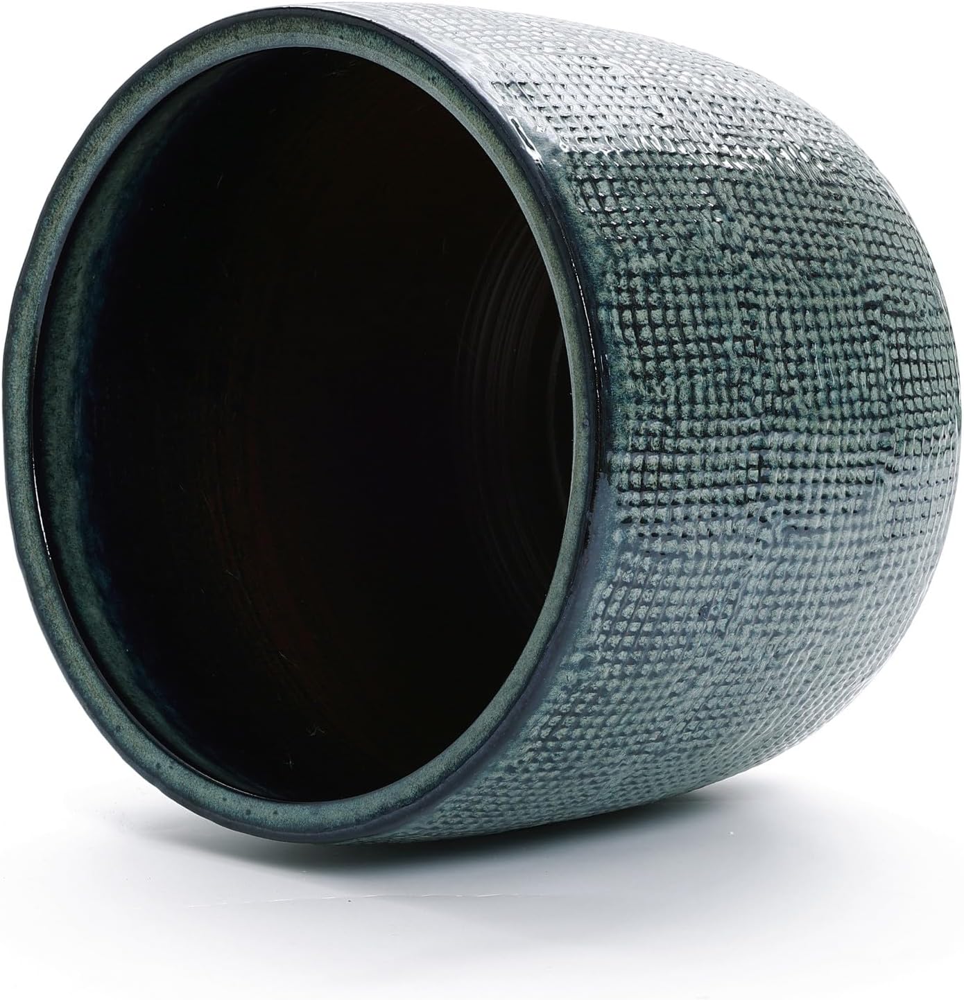 LuxenHome 15.5-Inch Dia Ceramic Plant Pot, Large Indoor Outdoor Decorative Planters with Drainage Hole and Rubber Plug, Modern Green Glazed Round Flower Pot Planter for Home Garden Patio Front Porch