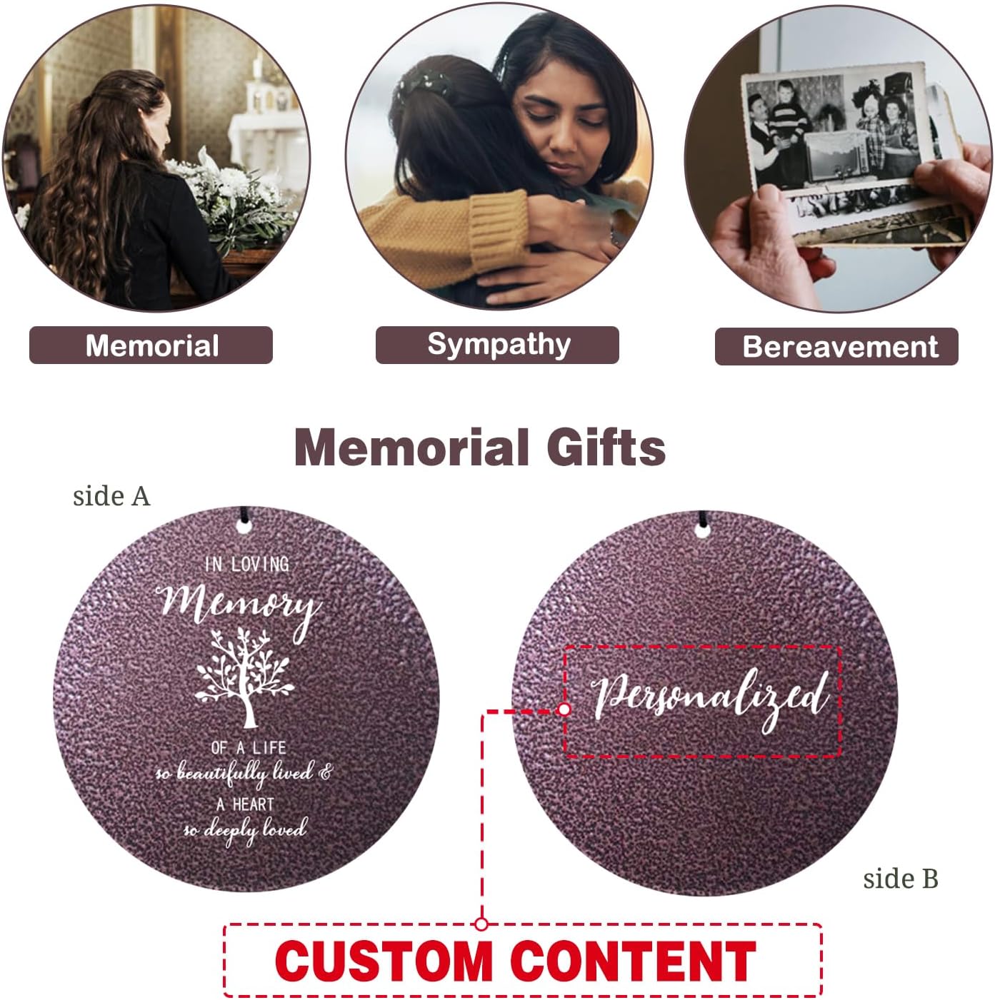 ASTARIN 36" Large Deep Tone Personalized Sympathy Wind Chimes, Memorial Wind Chime for Loss of Mother Father Loved One, Tree of Life Bereavement Gifts Decor Outdoor Patio Garden(Produced in USA)