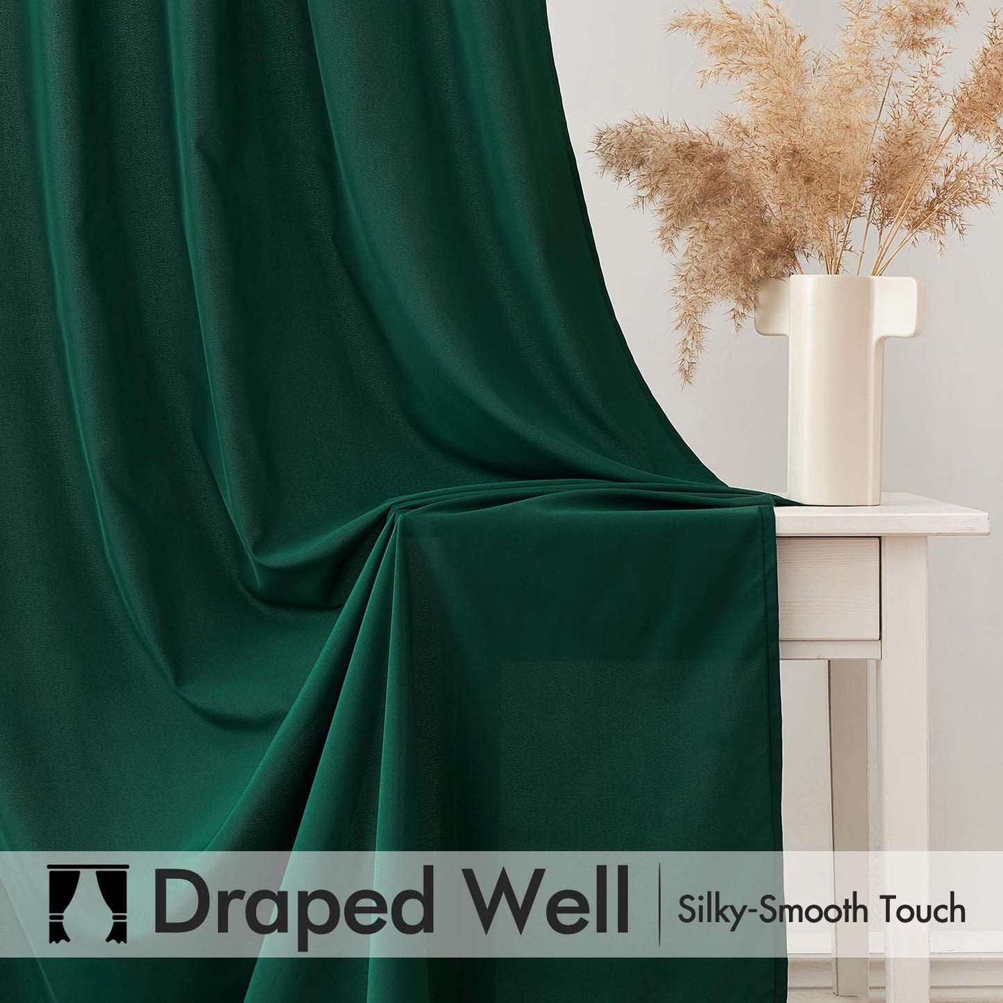 MIULEE Hunter Green Privacy Sheer Curtains That Let Light in 72 Inches Long Non-See-Through Semi Sheer Curtain Light Filtering Window Christmas Drapes for Living Room Bedroom 2 Panels Set 42 X 72