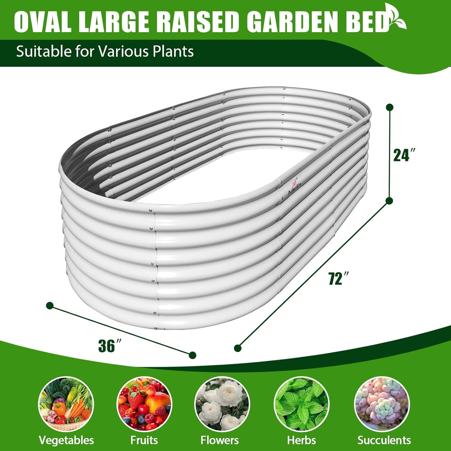 A ANLEOLIFE 6X3X2 ft Galvanized Raised Garden Beds Outdoor-8 Pack, Oval Large Metal Deep Root Planter Box for Planting Vegetables Flowers Herb, Anti-Rust & Easy-Setup, Antique White