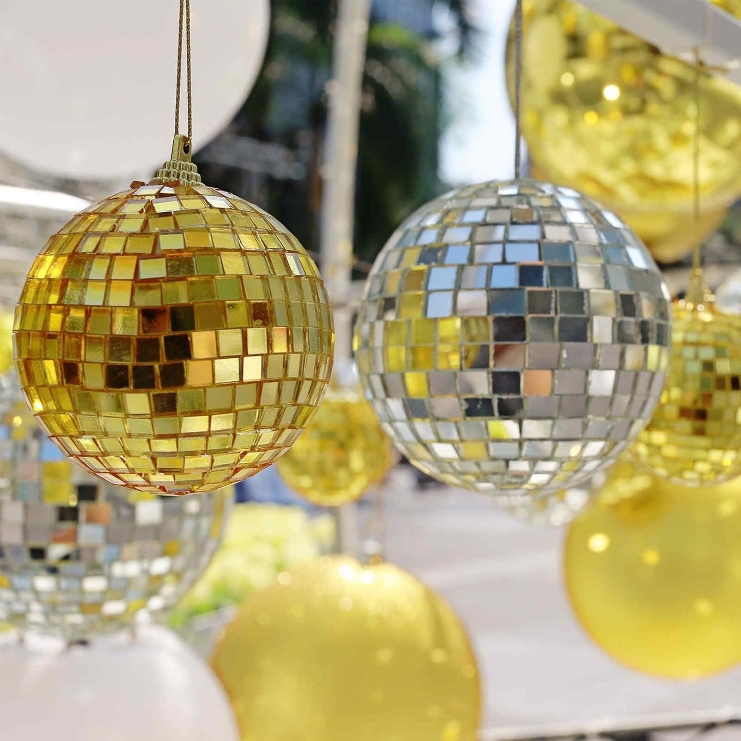 HARFINGTON 8 Sheet 3840 Pieces Self Adhesive Mirror Mosaic Tiles 5x5mm Small Square Mirror Tiles Sticker Disco Ball Stickers Mini Glass Tiles for DIY Craft Party Home Decoration, Gold