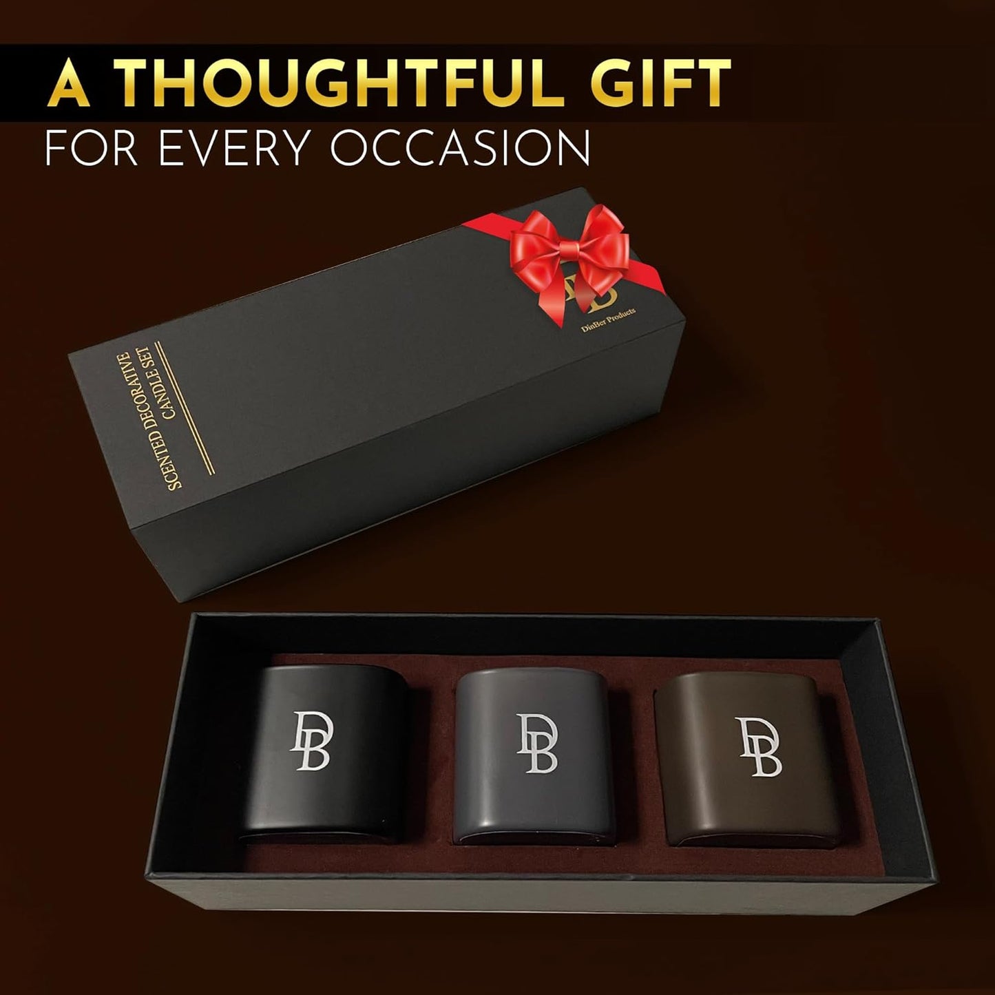 Candle Gift Set β 3 Scented Soy Candles, Clean Burn 50+ Hrs β Flower-Inspired Scents: Amber, Red Tea Wood, Champagne β Bulk Set for Women Giftset, 9.8oz Each, Gift Idea for Women, Home Decor, Birthday