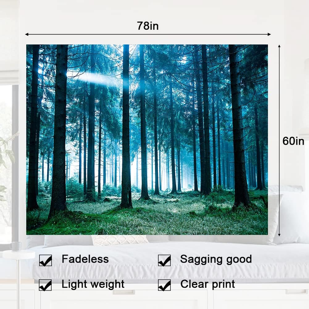 Llamazing Forest Tapestry - Home Decor Landscape for Living Room & Bedroom (Forest White Light, 78''L60''W)