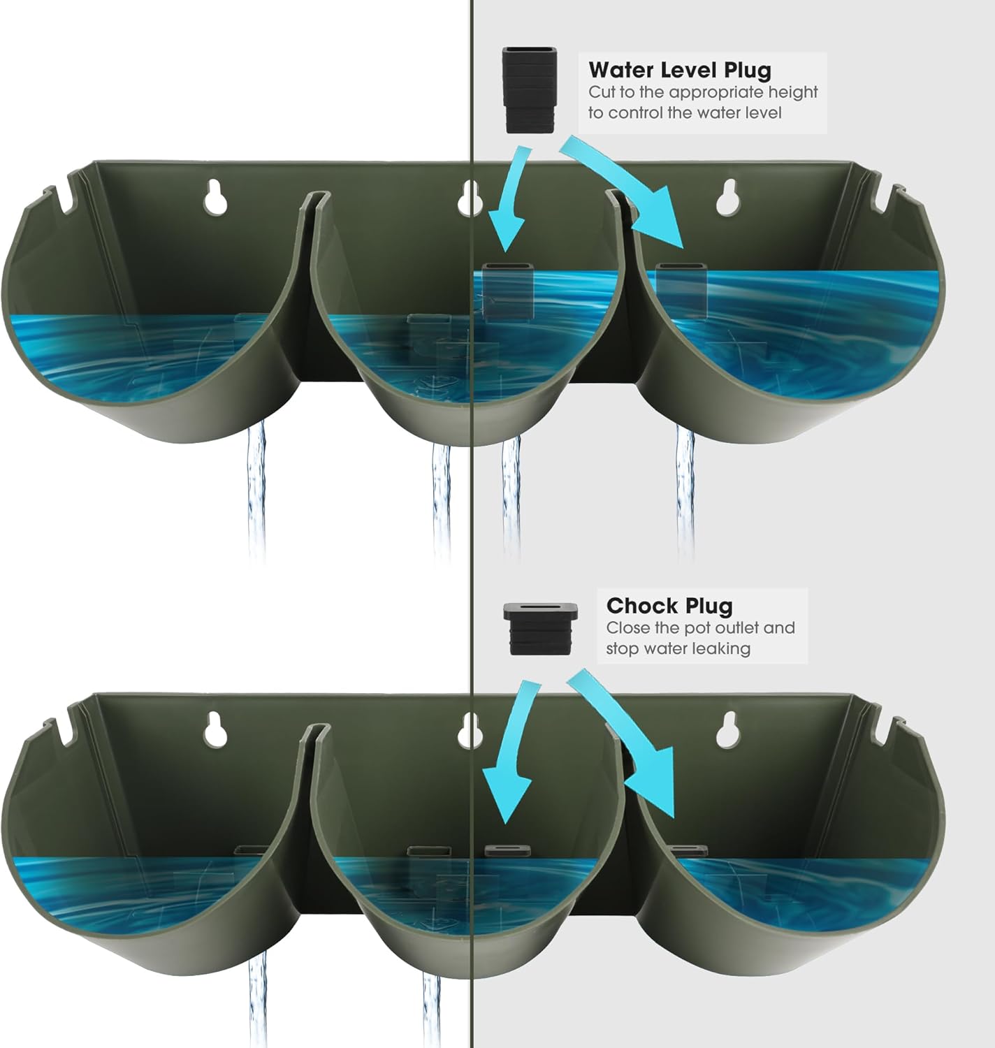 Worth Garden Upgraded 6 Sets (18 Pockets) Self Watering Stackable Vertical Planters - Wall Mounted Plastic Plant Grow Pots for Strawberries Flowers Herbs - Indoor Outdoor Green Wall Decoration (Green)