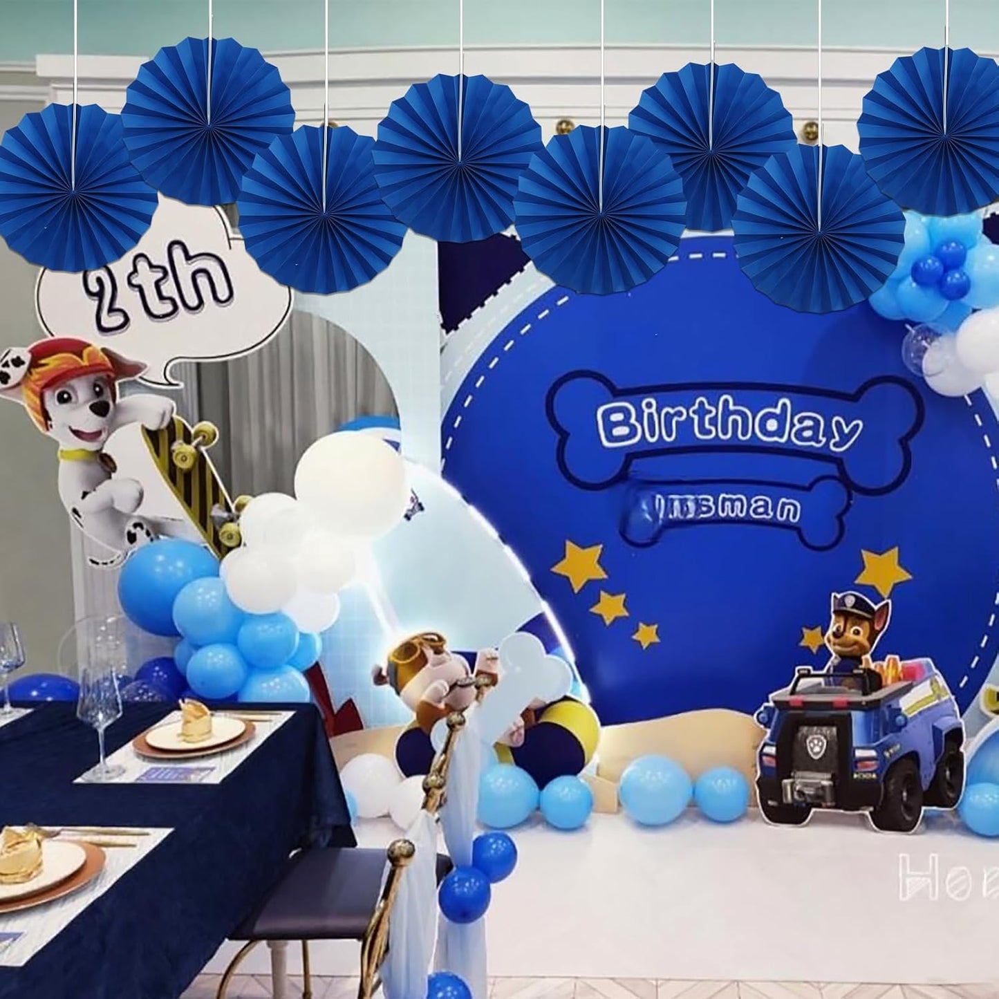 Blue Birthday Decorations,DIY Blue Paper Fans Hanging Decoration ,Party Decorations for Adults 12in, Royal Blue Birthday Decorations,Baby Shower Decorations 30 Color DIY Set (Navy Blue)