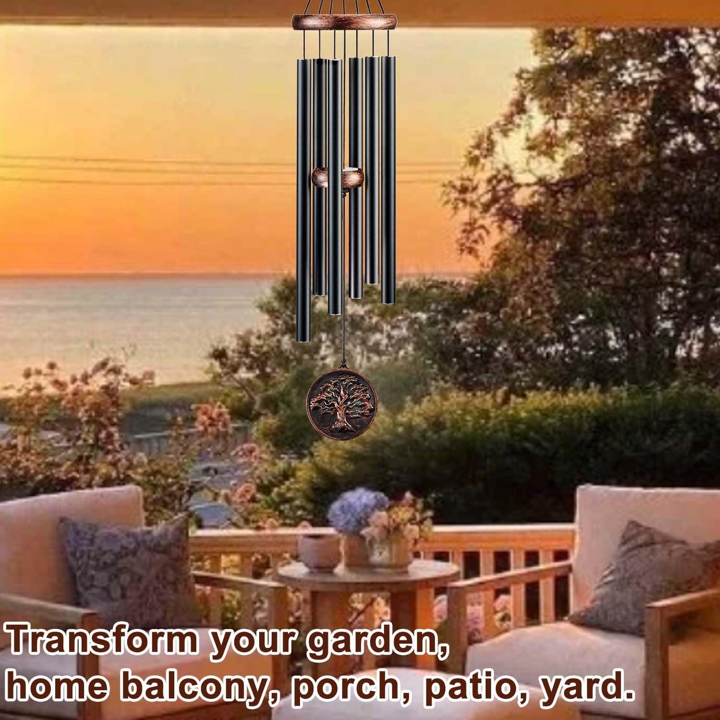 Wind Chimes for Outside, Tree of Life Deep Tone Vintage Wind Chime Outdoor Clearance, Sympathy/Memorial/Festivals/Birthday Gift for Mom Dad Grandma, Home Garden Patio Decor (32" Tree of Life)