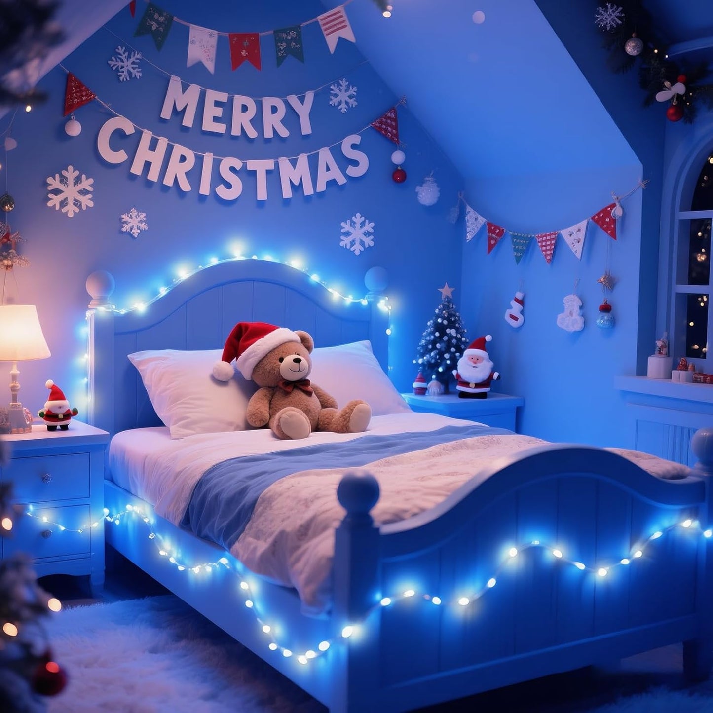 Rope Lights for Outside, 66FT 200 LED Christmas Lights Outdoor with Waterproof 8 Modes, Connectable Tube String Light for Indoor Bedroom, Garden, Backyard, Patio, Pool Decorations - Blue White