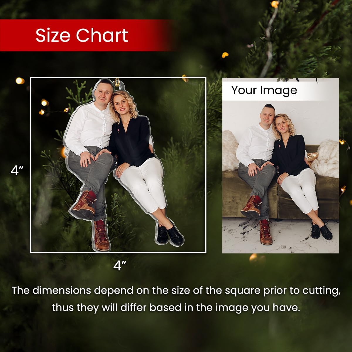 Personalized Photo Ornament for Couple, Custom Acrylic Ornament with Image, Gifts for Men Women, Newlywed Couple, Mom Dad, Christmas Hanging Decor