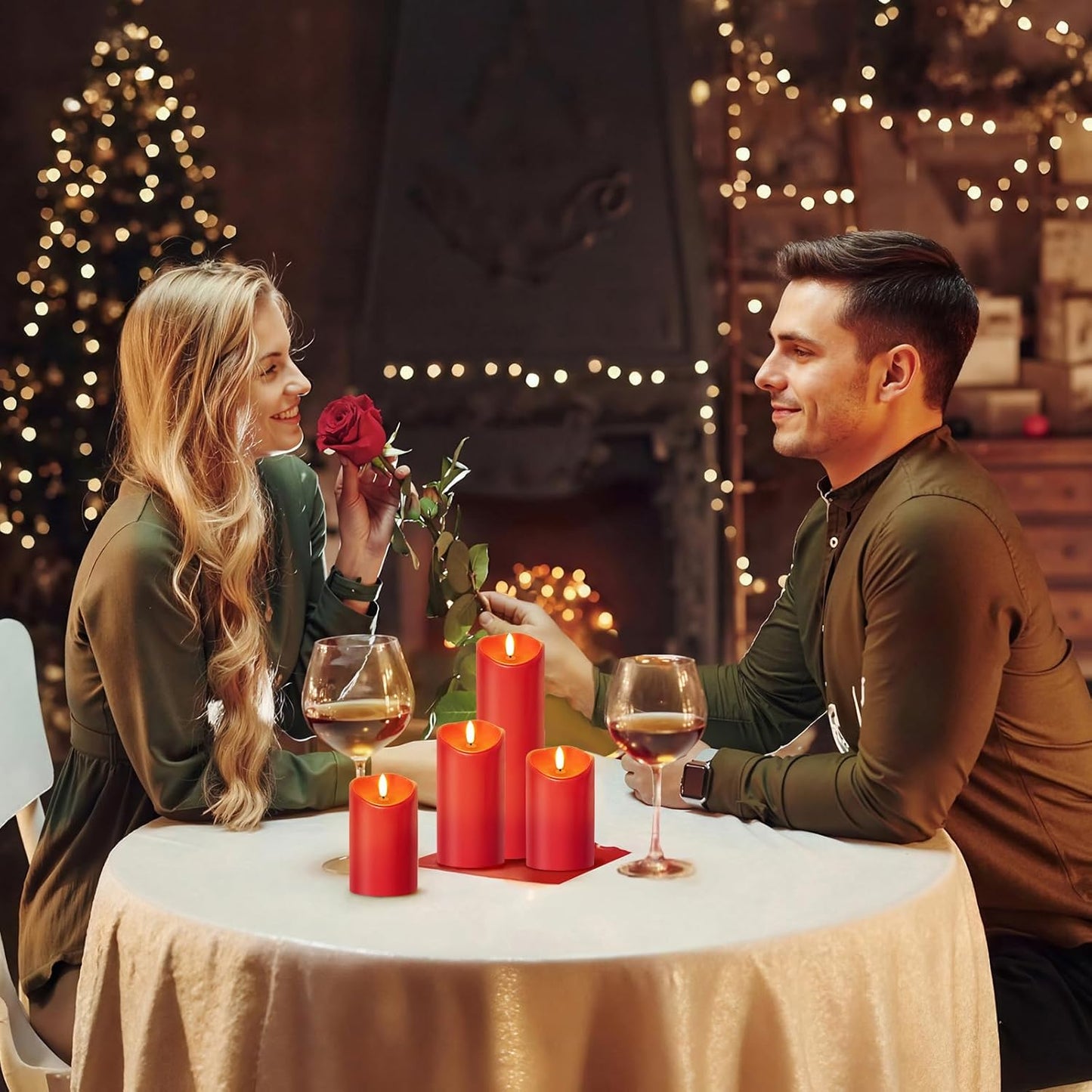 NURADA Outdoor Flameless Candles with Remote Timer - Waterproof Realistic Flickering LED Pillar Electric Battery Operated Fake Candle for Home Wedding Christmas Decor - 2 Pack Red(D3”H6”6”)