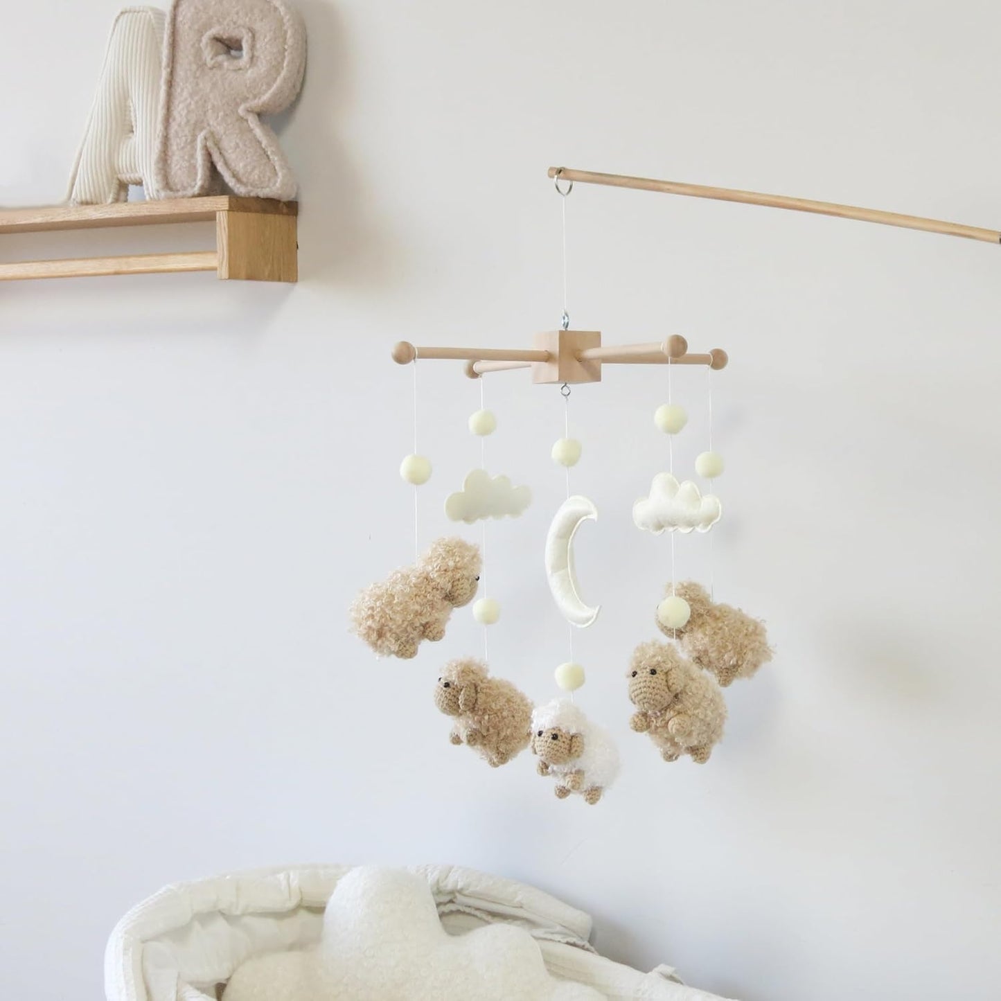 Sheep Crib Mobile Neutral Baby Mobile for Crib Sheep Baby Crib Mobile for Girls Boys Boho Nursery Baby Mobile for Bassinet
