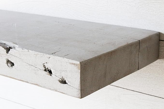 Urban Legacy Reclaimed Barn Joist Deep Floating Shelves | Deep Shelves with Low Profile Shelf Bracket with High Weight Capacity, Set of 2 (36" x 11" x 2.5", Rustic Gray)