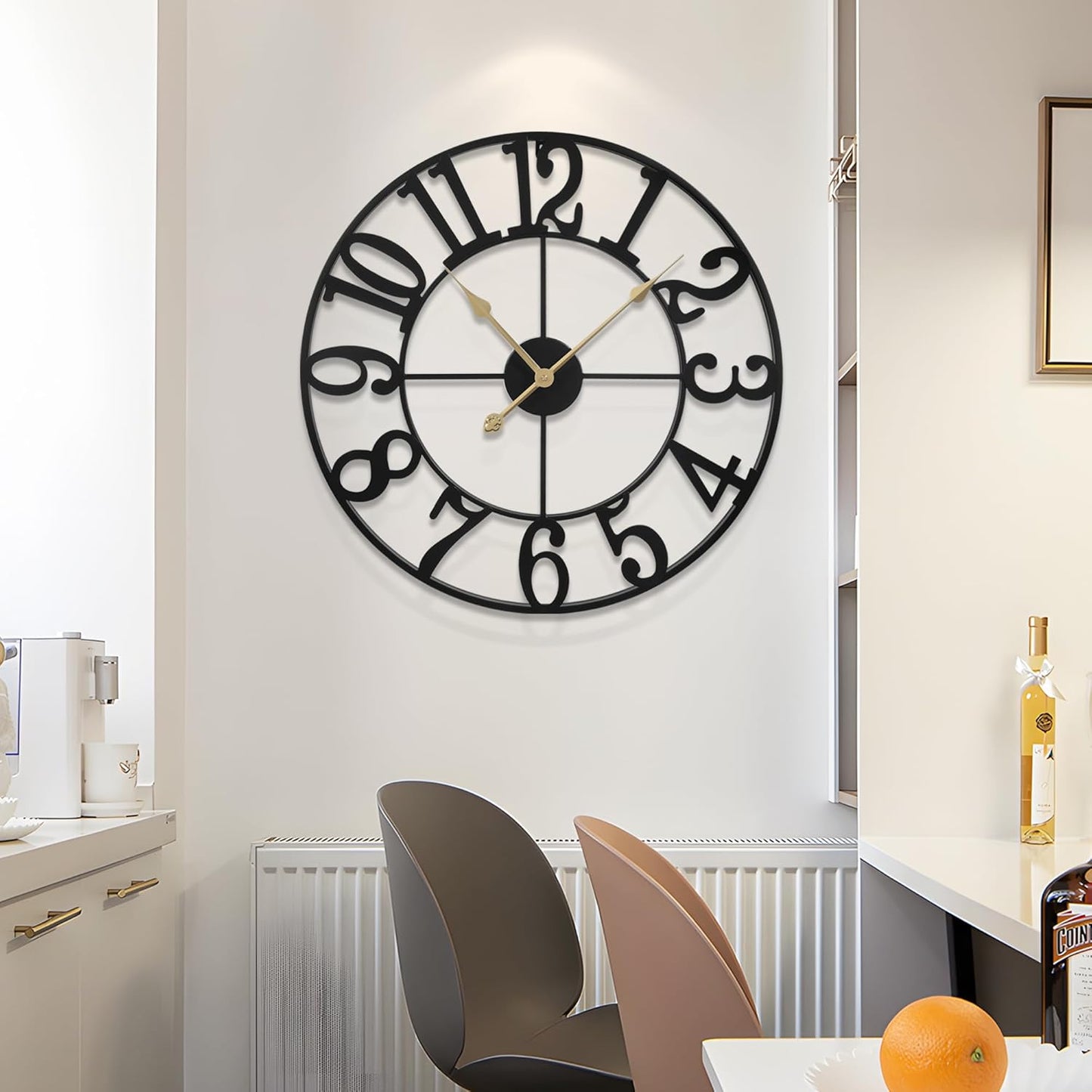 Large Wall Clock for Living Room Decor - 18 Inch Silent Non-Ticking Wall Clocks Battery Operated, Metal Vintage Retro Decorative Modern Wall Clock for Bedroom, Kitchen, Office, Farmhouse Decor