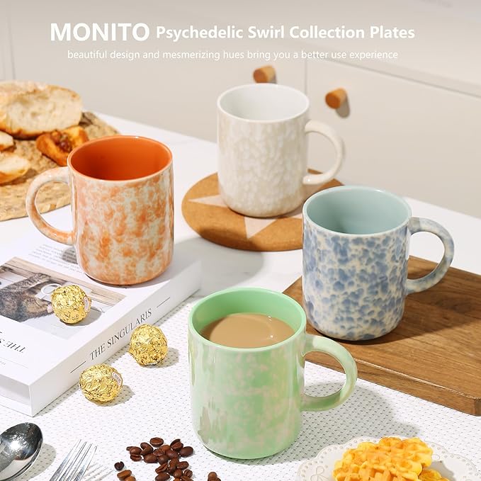 17 OZ Coffee Mugs Set of 4, Ceramic Modern Coffee Mugs Set with handle for Tea/Latte/Milk/Cocoa.