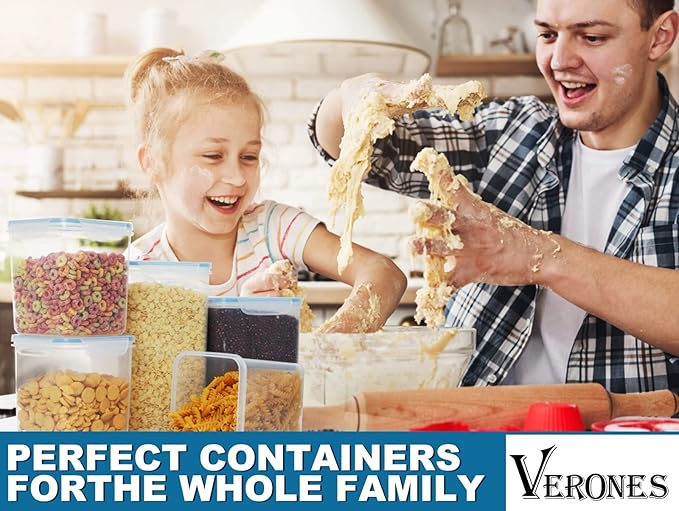 VERONES Large Tall Airtight Food Storage Containers, 10 PACK Plastic Airtight Kitchen & Pantry Organization, Ideal for Flour & Sugar Plastic Canisters with Labels