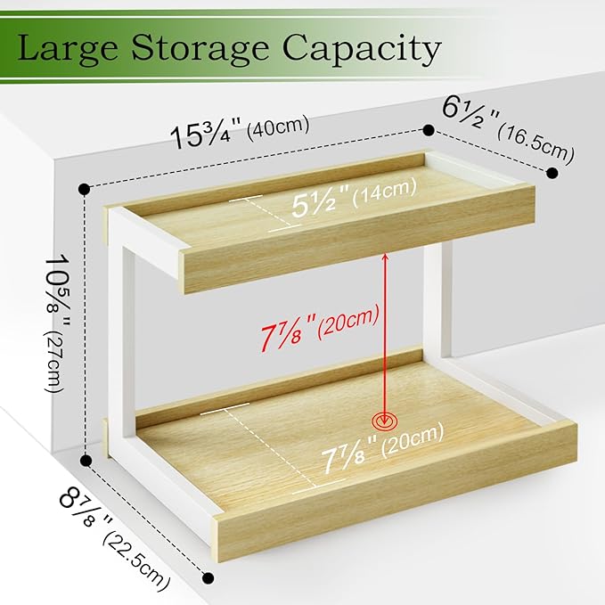 MARTY 2 Tier Spice Rack Organizer for Countertop, 15.8''L Coffee Station/Bathroom Organizer Countertop, Counter Shelf Desktop Storage Organizer for Kitchen, Bedroom, Office