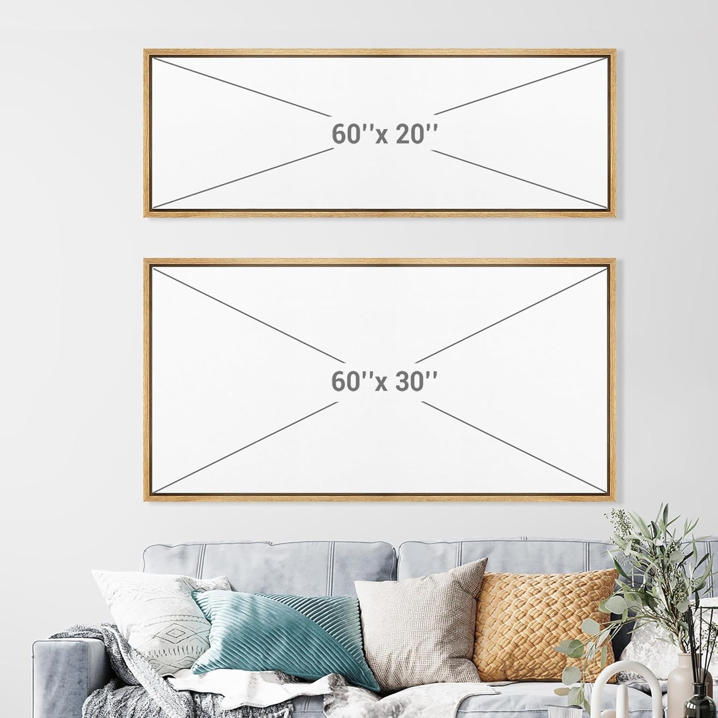 MUDECOR Extra Large Framed Canvas Print Wall Art White Abstract Calligraphy Antique Retro Fine Art Illustrations Decorative Colorful for Bedroom - 60"x30"