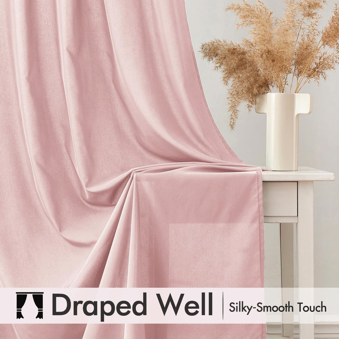 MIULEE Baby Pink Privacy Sheer Curtains That Let Light in 96 Inches Long Non-See-Through Semi Sheer Curtain Light Filtering Window Curtains Drapes for Living Room Bedroom 2 Panels Set 42 X 96