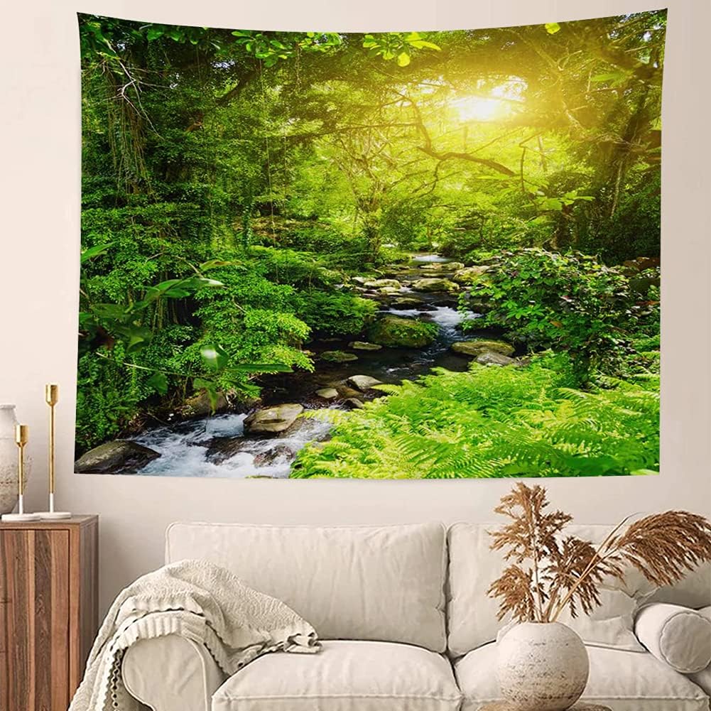 Llamazing Forest Tapestry - Home Decor Landscape for Living Room & Bedroom (Forest Creek, 60''L51''W)