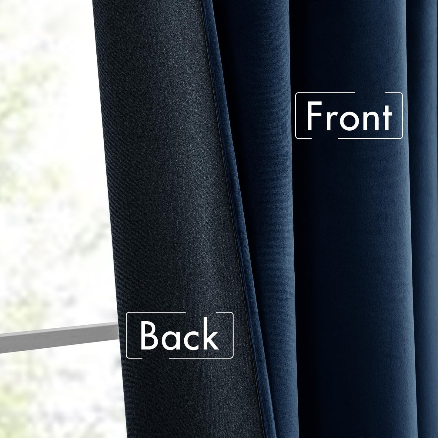 MIULEE Navy Blue Velvet Curtains 84 inches Long 2 Panels - Luxury Pinch Pleated Room Darkening Window Drapes for Bedroom Living Room Thermal Insulated Super Soft Blackout, Back Tab Rod Pocket