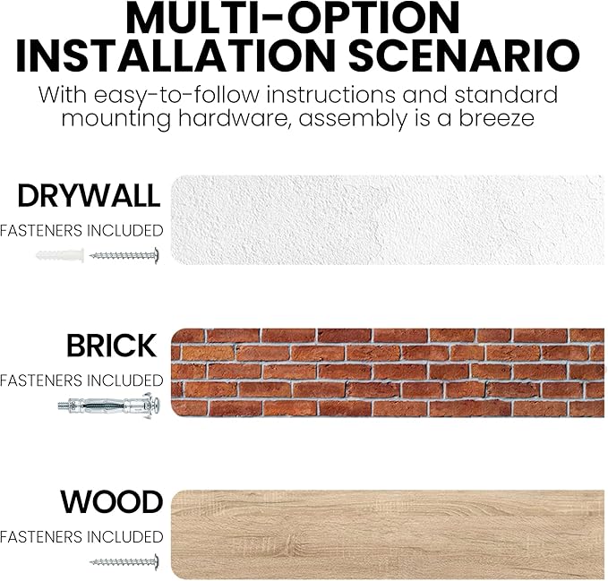 55 Inch Floating Shelves, Live Edge Elm Wood Floating Shelf for Wall, Wall-Mounted Display Shelves with Invisible Heavy-Duty Bracket, Long Floating Shelf for Kitchen, Living Room, Walnut Finish