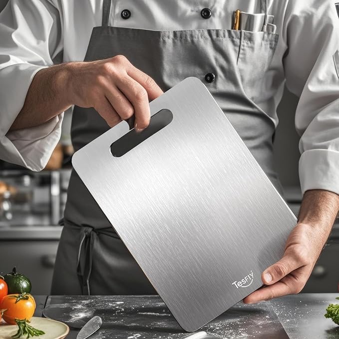 New Titanium Cutting Board - 100% Pure Titanium Cutting Boards For Kitchen,Easy to clean, Double-sided food-grade Cutting Board For Cutting Meats, Fruits And Vegetables(18 * 12)