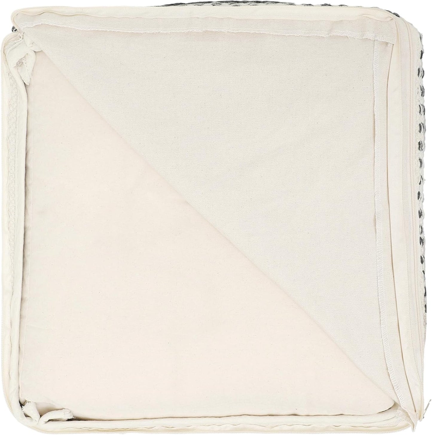 REDEARTH · Tufted Pouf Ottoman with Filler Textured Storage Cube Bean Bag Pouffe Footrest for Living Room, Bedroom, Nursery, Kidsroom; 100% Cotton (17.5"X17.5"X17.5", Precis Descant Gray)